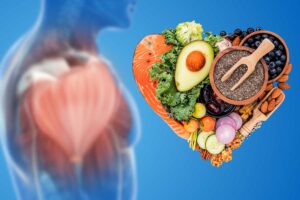 Muscoli alimenti sistemati a forma di cuore