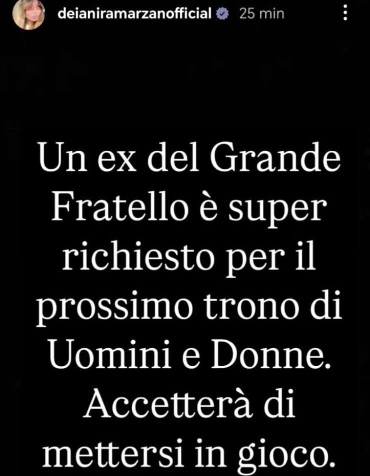 storia Instagram di deianira marzano