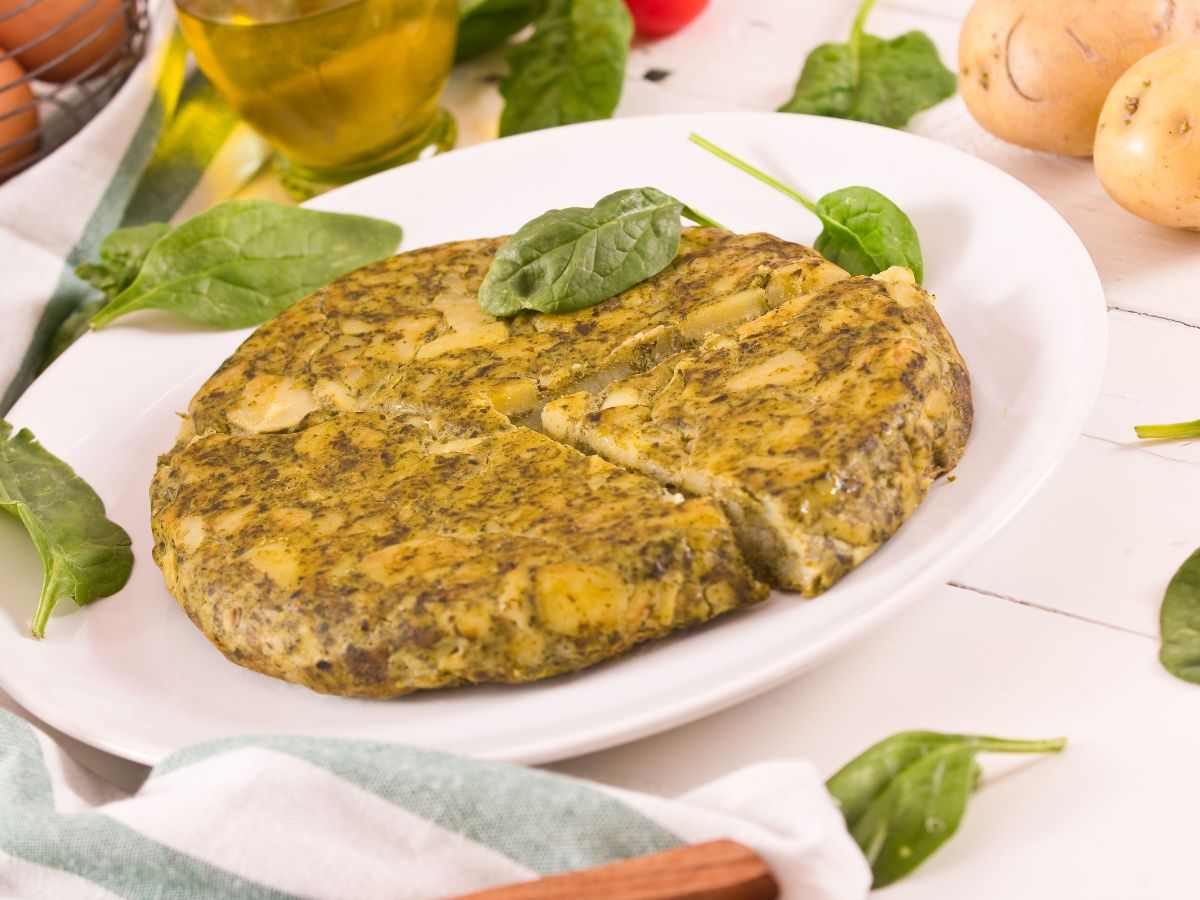 frittata con patate e spinaci